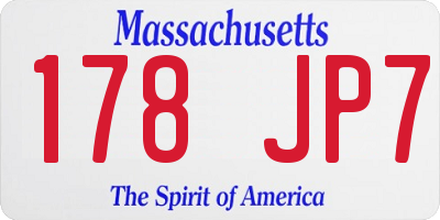 MA license plate 178JP7