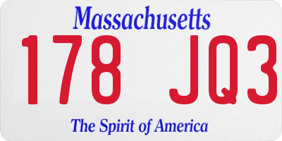 MA license plate 178JQ3