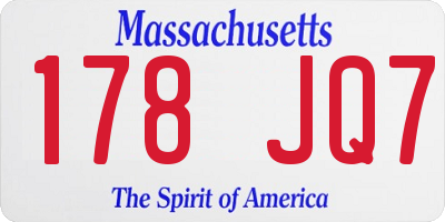 MA license plate 178JQ7