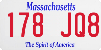 MA license plate 178JQ8