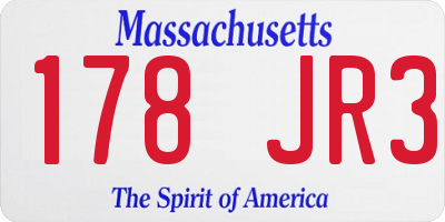 MA license plate 178JR3