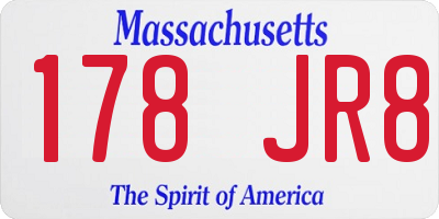 MA license plate 178JR8
