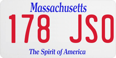 MA license plate 178JS0