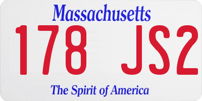 MA license plate 178JS2