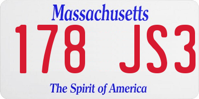 MA license plate 178JS3