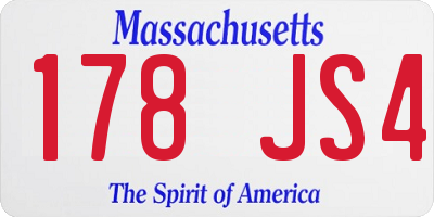 MA license plate 178JS4