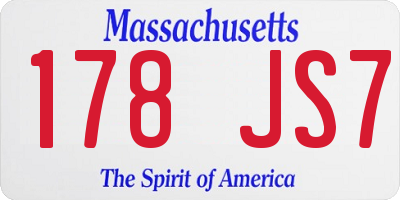 MA license plate 178JS7