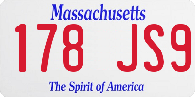 MA license plate 178JS9