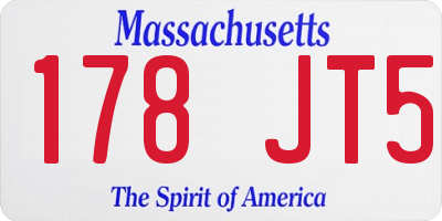 MA license plate 178JT5