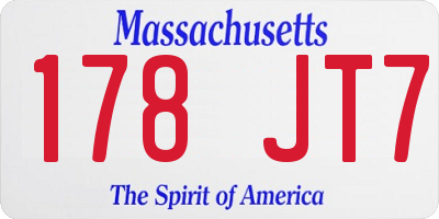 MA license plate 178JT7