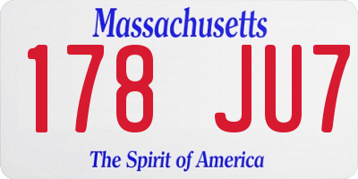 MA license plate 178JU7