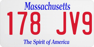 MA license plate 178JV9