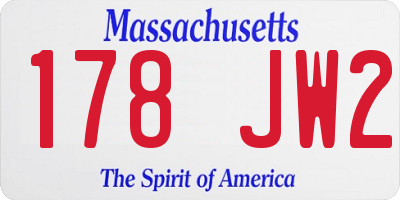 MA license plate 178JW2