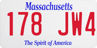 MA license plate 178JW4