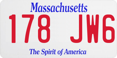 MA license plate 178JW6