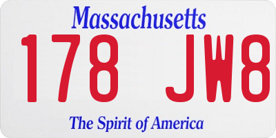 MA license plate 178JW8