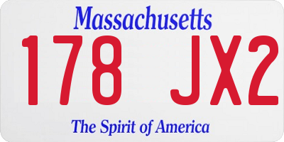MA license plate 178JX2