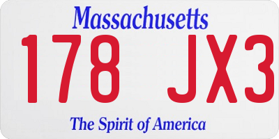 MA license plate 178JX3