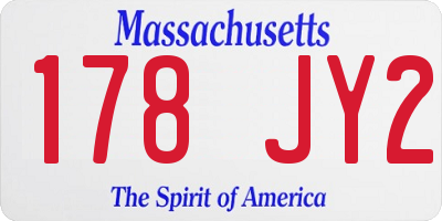 MA license plate 178JY2