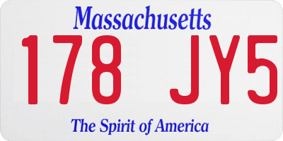 MA license plate 178JY5