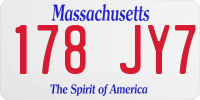 MA license plate 178JY7