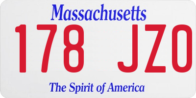 MA license plate 178JZ0