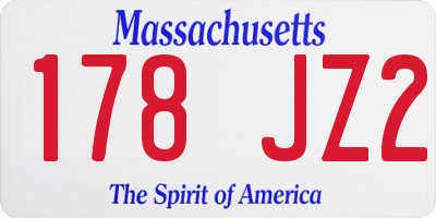 MA license plate 178JZ2