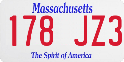 MA license plate 178JZ3
