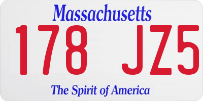 MA license plate 178JZ5