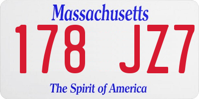 MA license plate 178JZ7