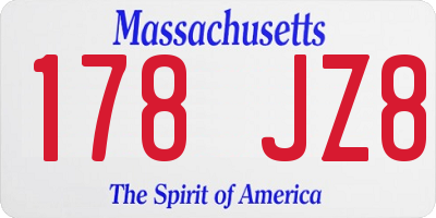 MA license plate 178JZ8