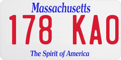 MA license plate 178KA0