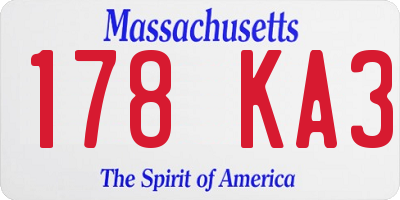 MA license plate 178KA3