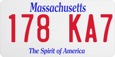 MA license plate 178KA7