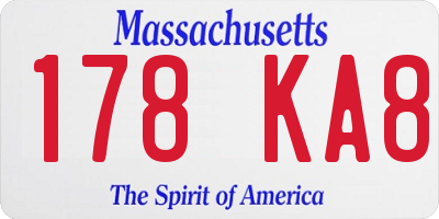 MA license plate 178KA8