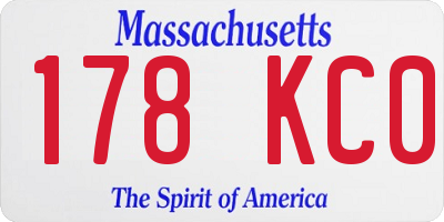 MA license plate 178KC0