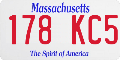 MA license plate 178KC5