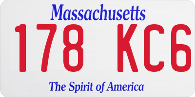 MA license plate 178KC6
