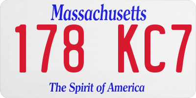MA license plate 178KC7