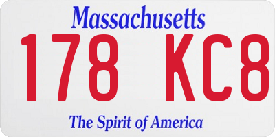 MA license plate 178KC8