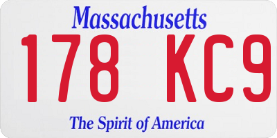 MA license plate 178KC9