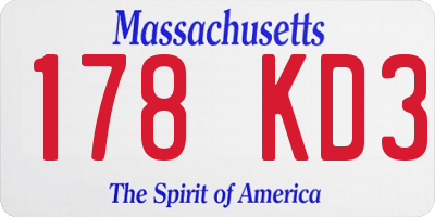 MA license plate 178KD3