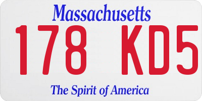 MA license plate 178KD5