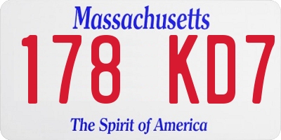 MA license plate 178KD7