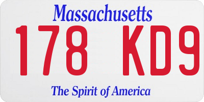 MA license plate 178KD9