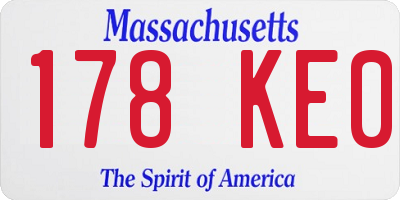 MA license plate 178KE0