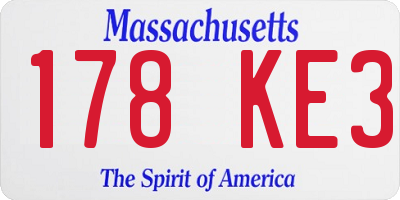 MA license plate 178KE3