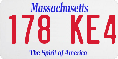MA license plate 178KE4