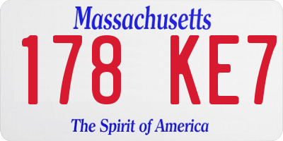 MA license plate 178KE7