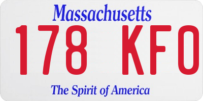 MA license plate 178KF0